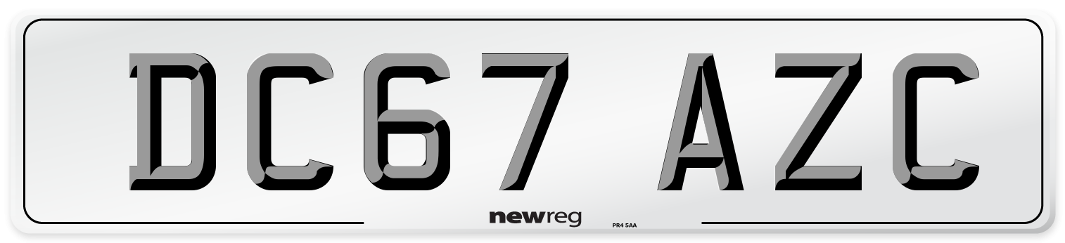 DC67 AZC Number Plate from New Reg